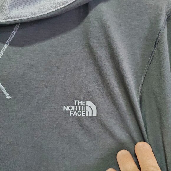 THE NORTH FACE Reactor Hoodie LS Shirt Top Lightweight Mid-Layer Grey Mens Large - Picture 3 of 14